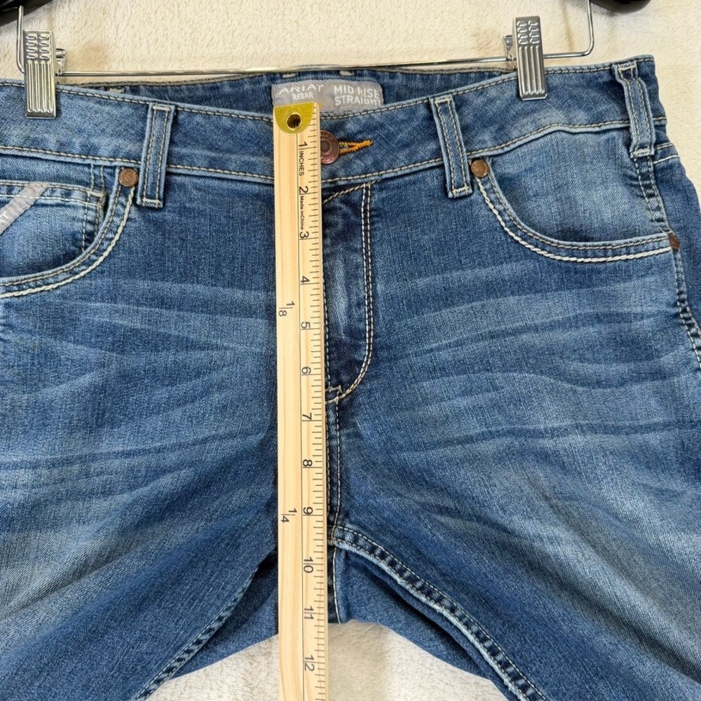 Ariat Rebar Riveter Straight Leg Jeans Nightride Mid Rise Blue Denim 32R - Picture 15 of 16